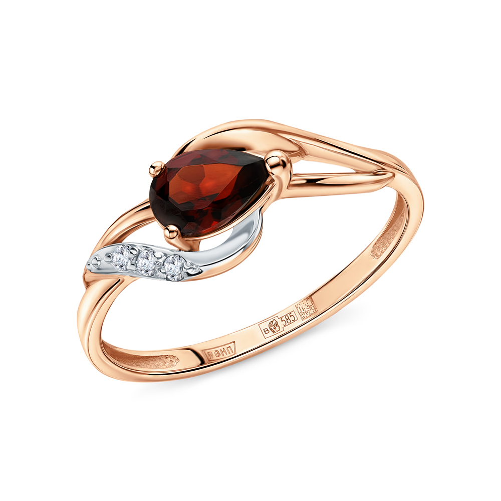 Золотое кольцо с бриллиантами природными и гранатами природными в Нижнем Новгороде