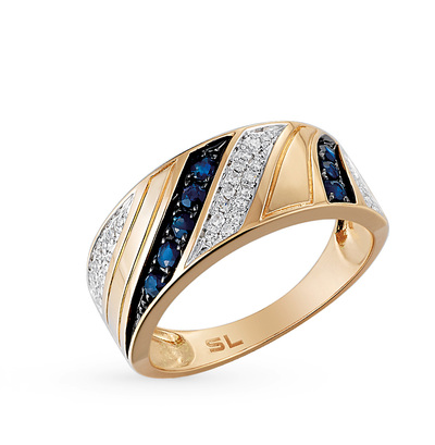 Золотое кольцо с сапфирами и бриллиантами в Санкт-Петербурге