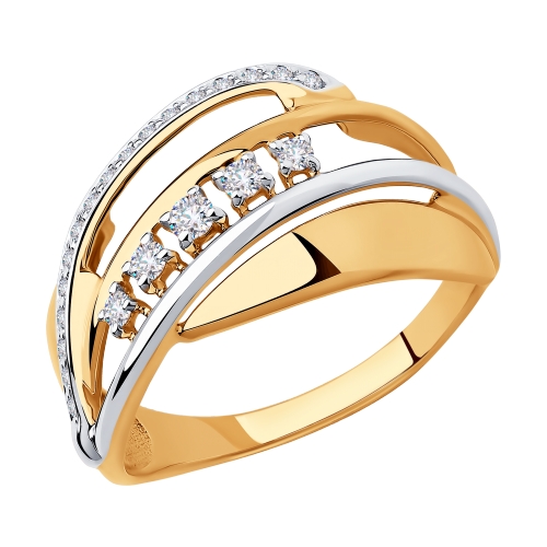Золотое кольцо с фианитами SOKOLOV 018303 в Новосибирске