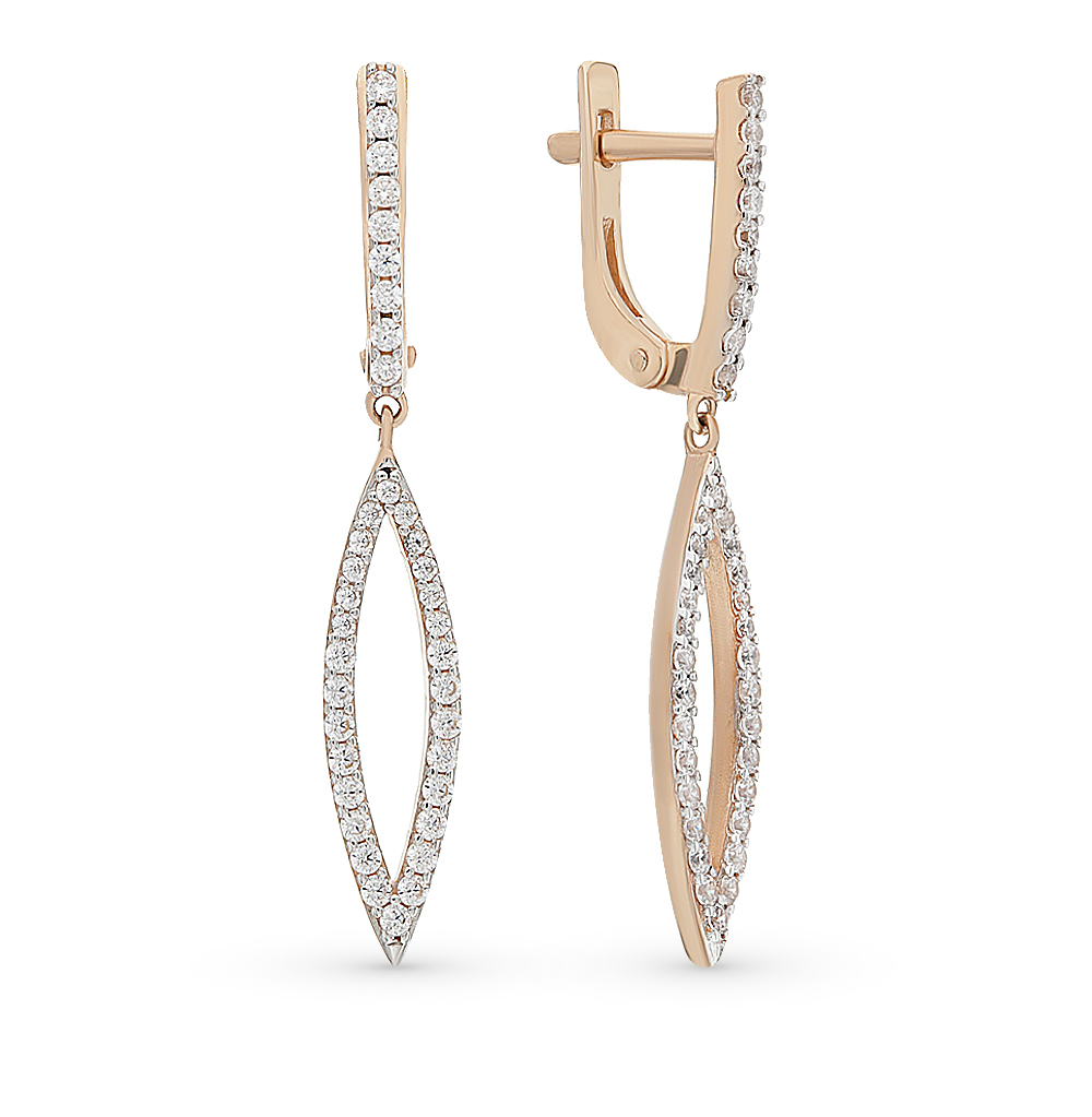 Золотые серьги с фианитами