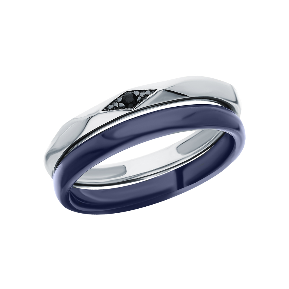 Серебряное кольцо с керамикой и нанокристаллами в Краснодаре