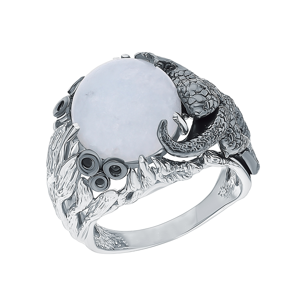 Фото «Серебряное кольцо с фианитами и аквамарином»