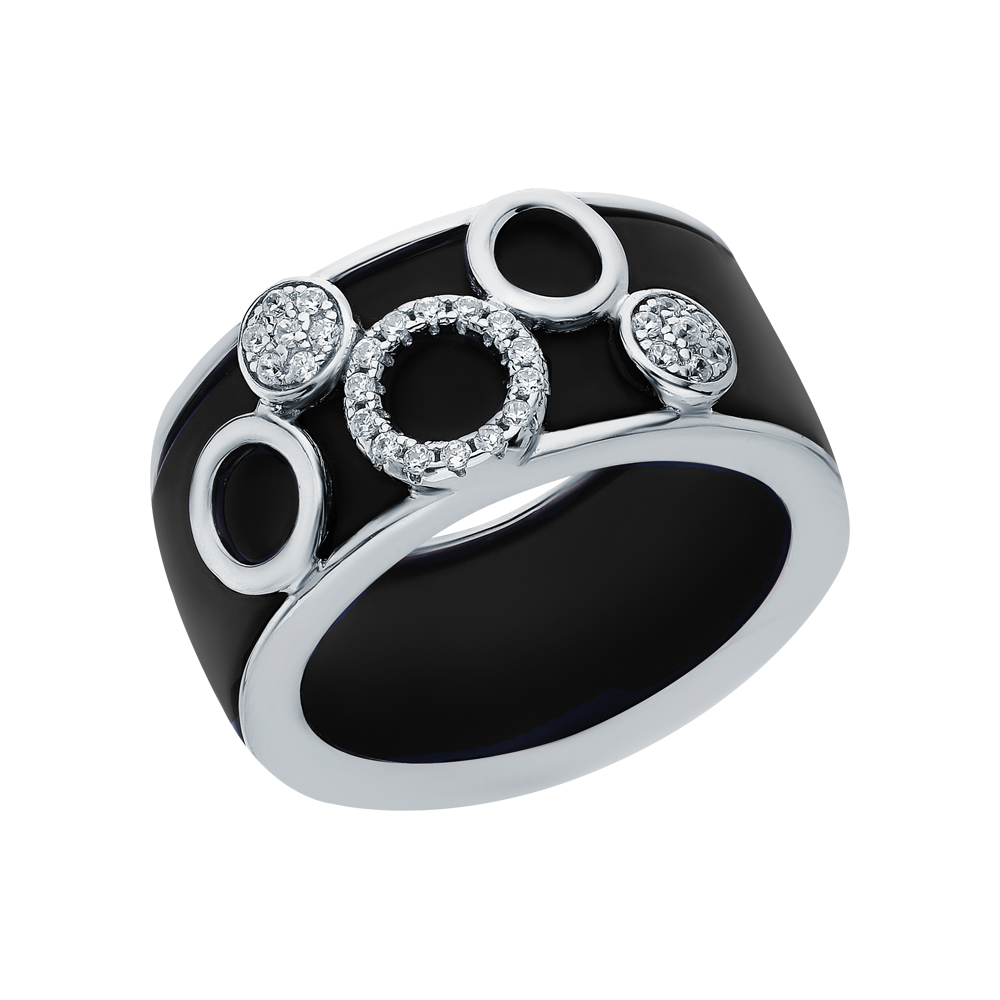 Серебряное кольцо с кубическим цирконием и керамикой в Ростовe-на-Дону