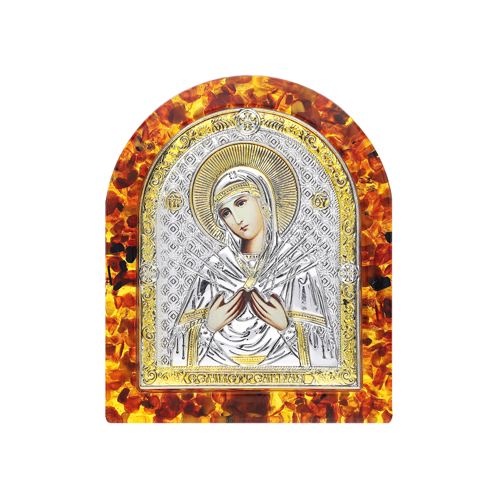 Серебряная икона с янтарем в Краснодаре
