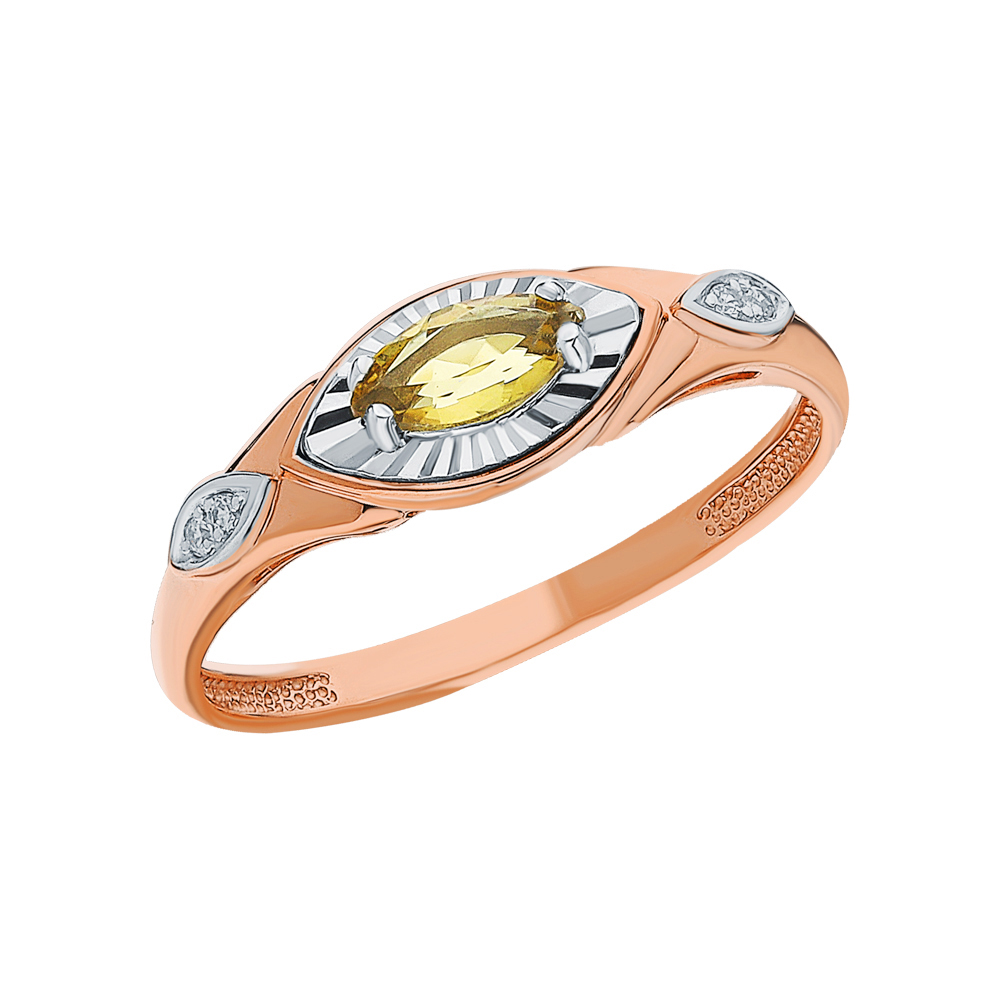 Золотое кольцо с цитринами и фианитами в Новосибирске