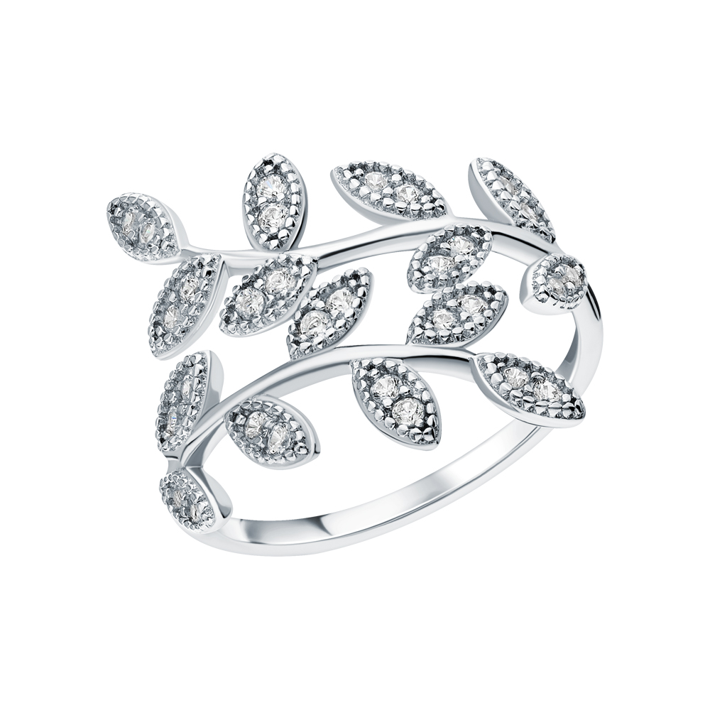 Серебряное кольцо с фианитами SUNLIGHT S50473-K9W-01: белое серебро 925пробы, фианит — купить в интернет-магазине Санлайт, фото, артикул 73442