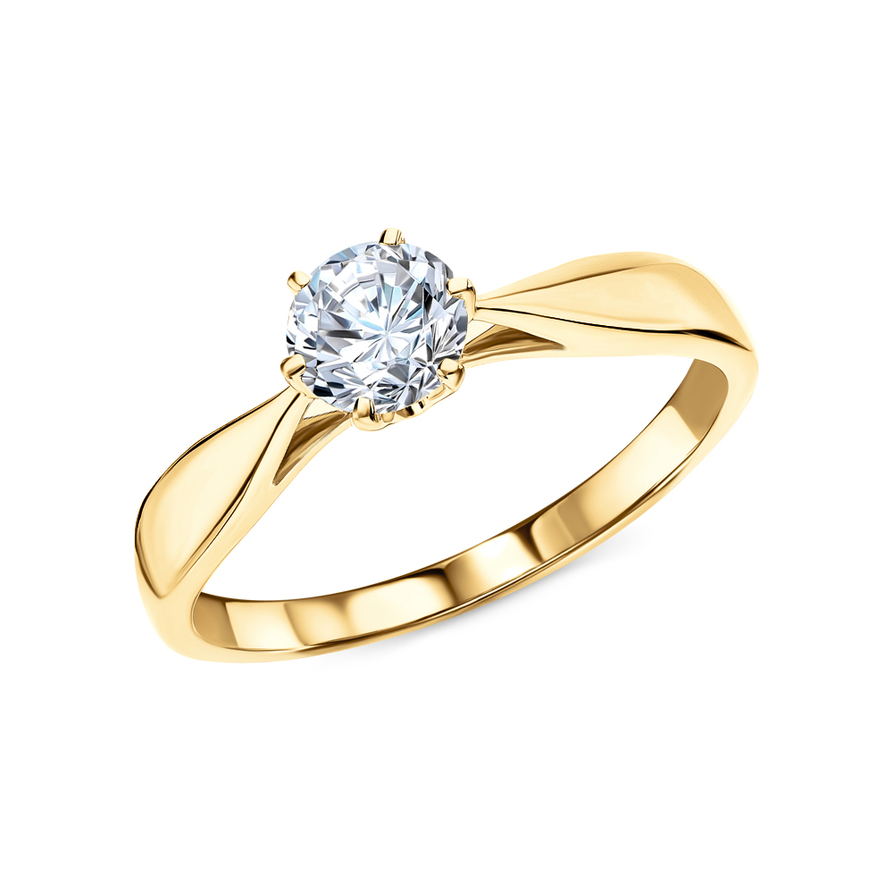 Золотое кольцо с бриллиантом выращенным в Нижнем Новгороде