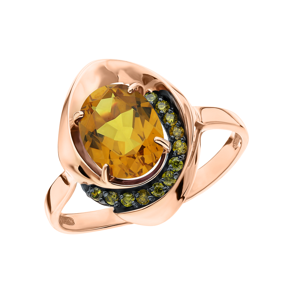 Золотое кольцо с фианитами и ситаллами в Самаре