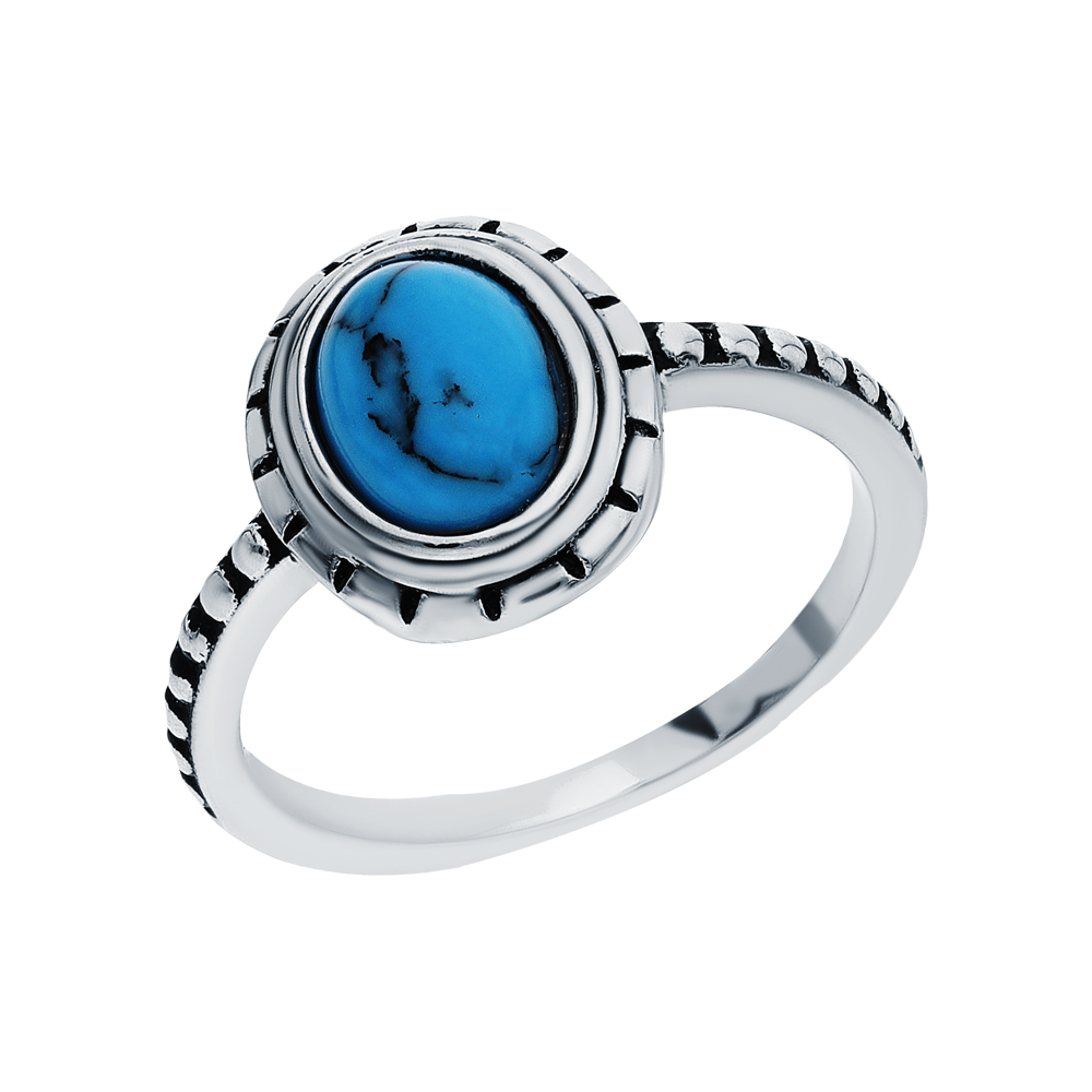 Серебряное кольцо с эмалью и алпанитом в Екатеринбурге