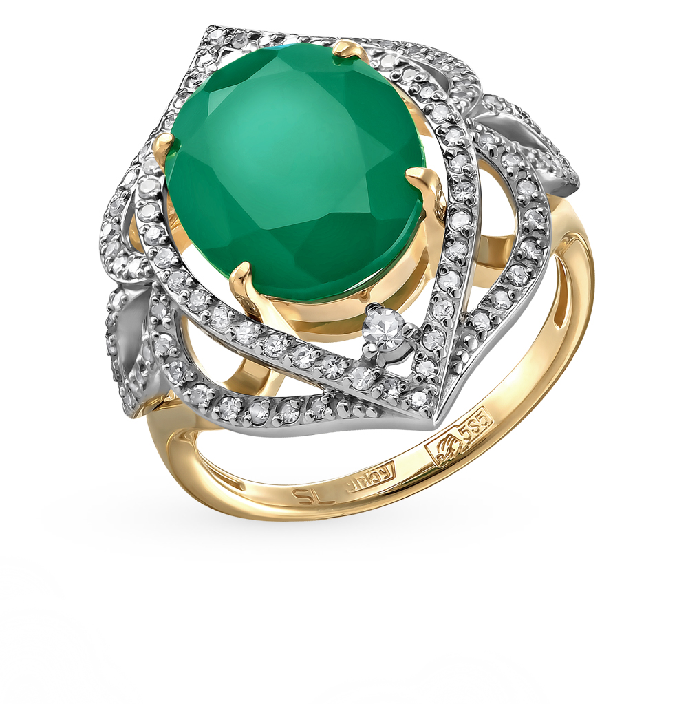 Золотое кольцо с ониксом и бриллиантами в Новосибирске
