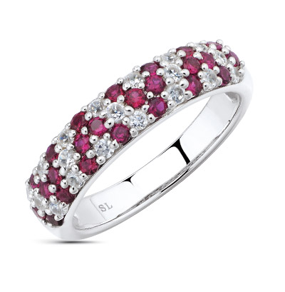 Фото «Серебряное кольцо с цирконами и рубинами»