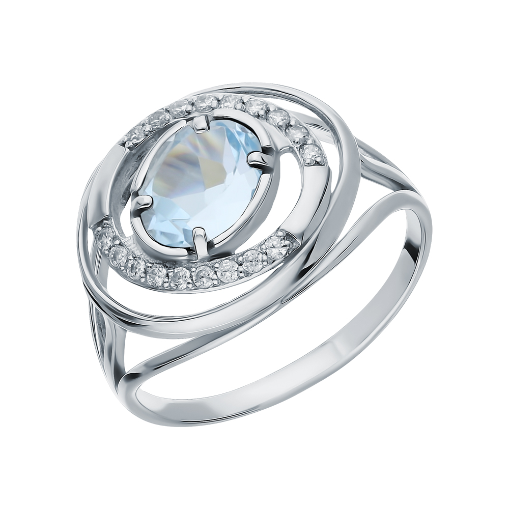 Серебряное кольцо с фианитами и топазами в Самаре