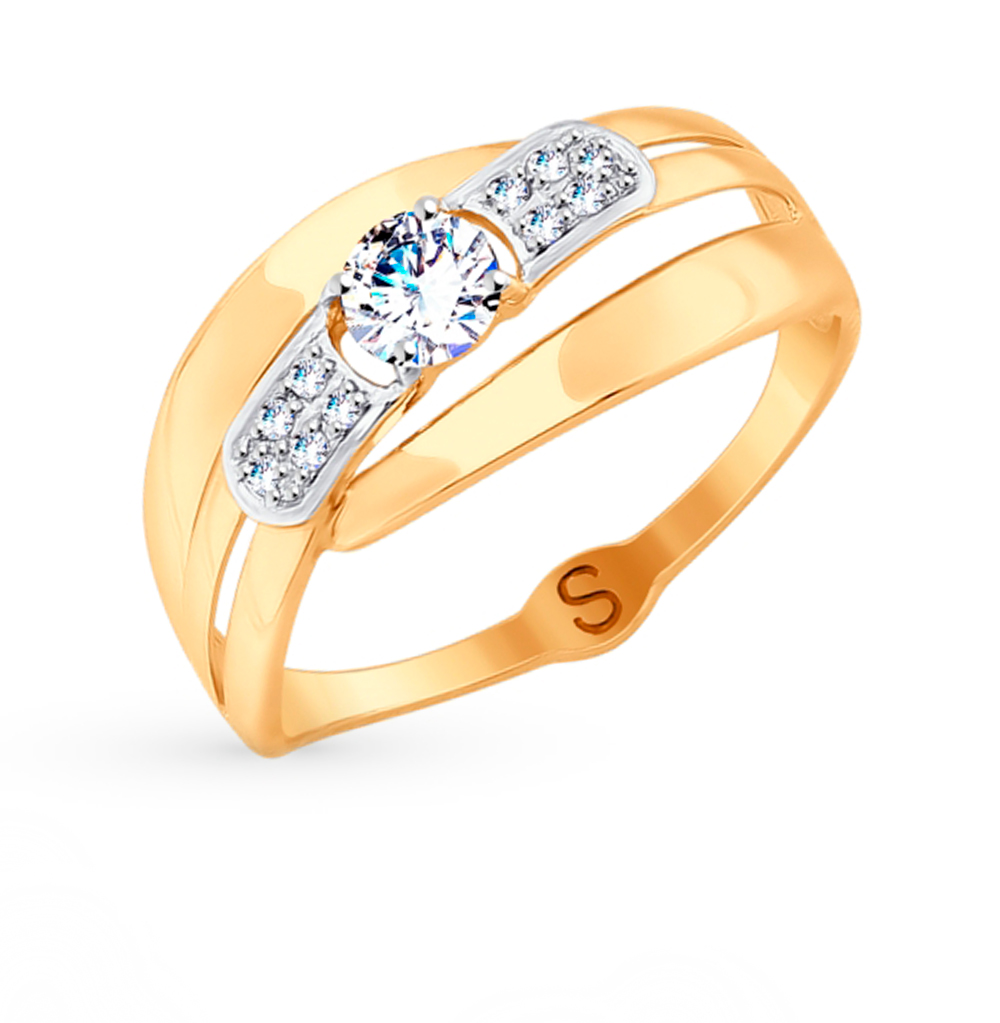 Золотое кольцо с фианитами SOKOLOV 017695 в Санкт-Петербурге