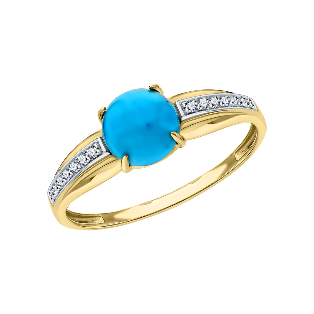 Фото «Золотое кольцо с бирюзой и бриллиантами»