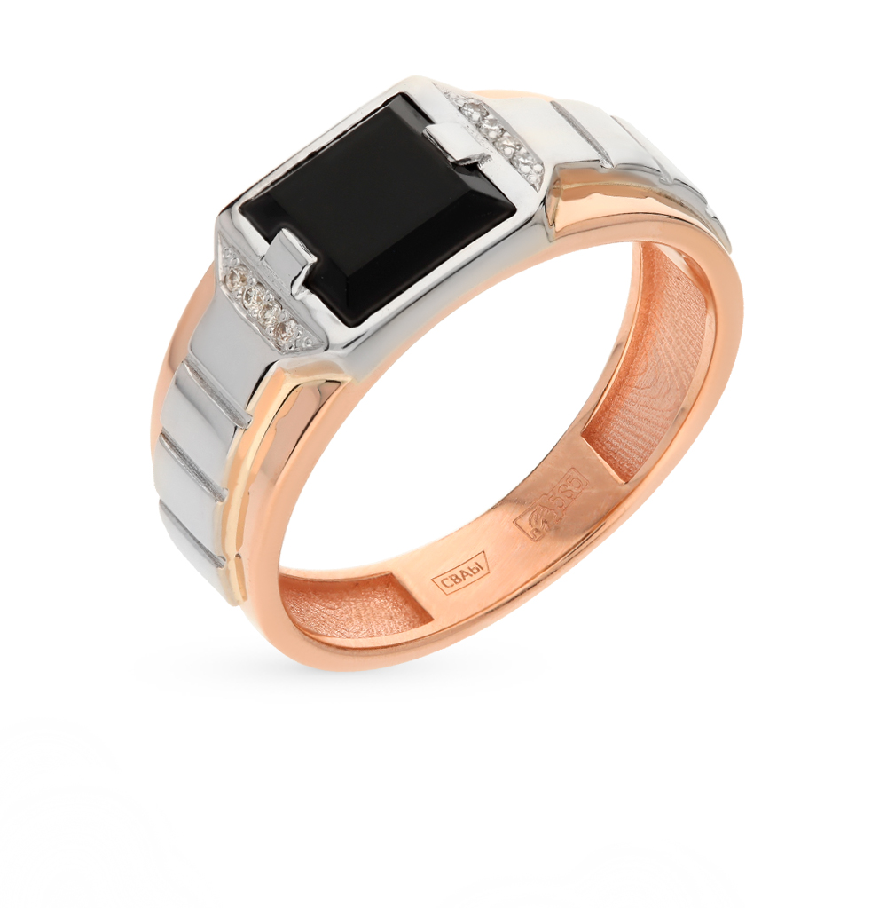 Золотое кольцо с ониксом и бриллиантами в Самаре