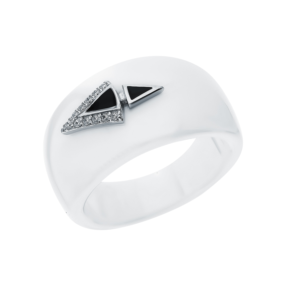 Серебряное кольцо с эмалью, кубическим цирконием и керамикой в Екатеринбурге