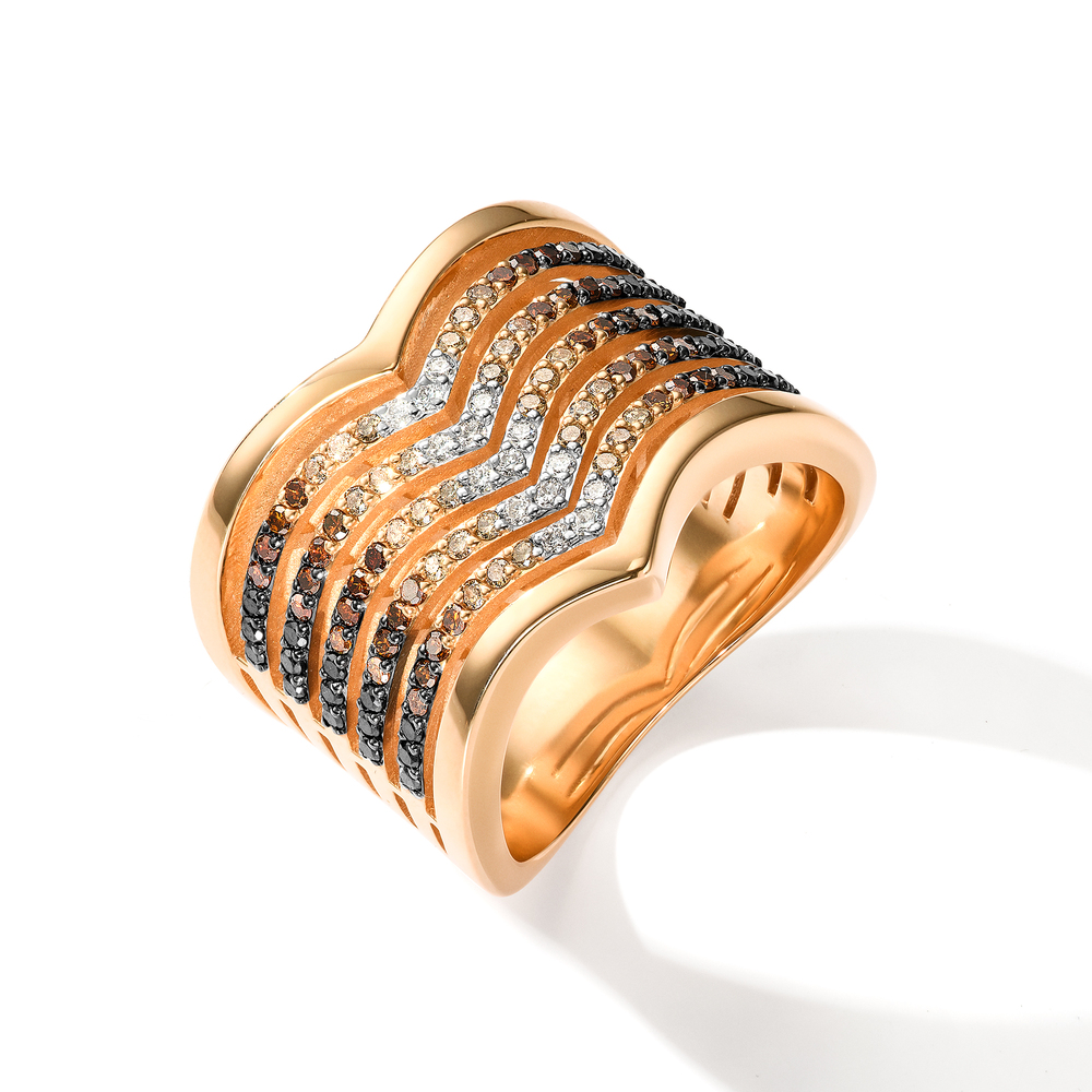 Фото «Золотое кольцо с бриллиантами, бриллиантами, бриллиантами и бриллиантами чёрными природными»