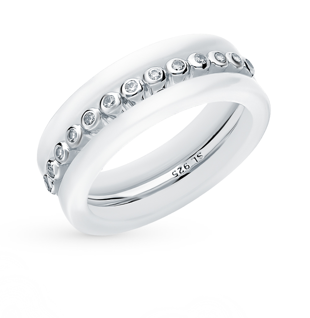 Фото «Серебряное кольцо с керамикой и фианитами»