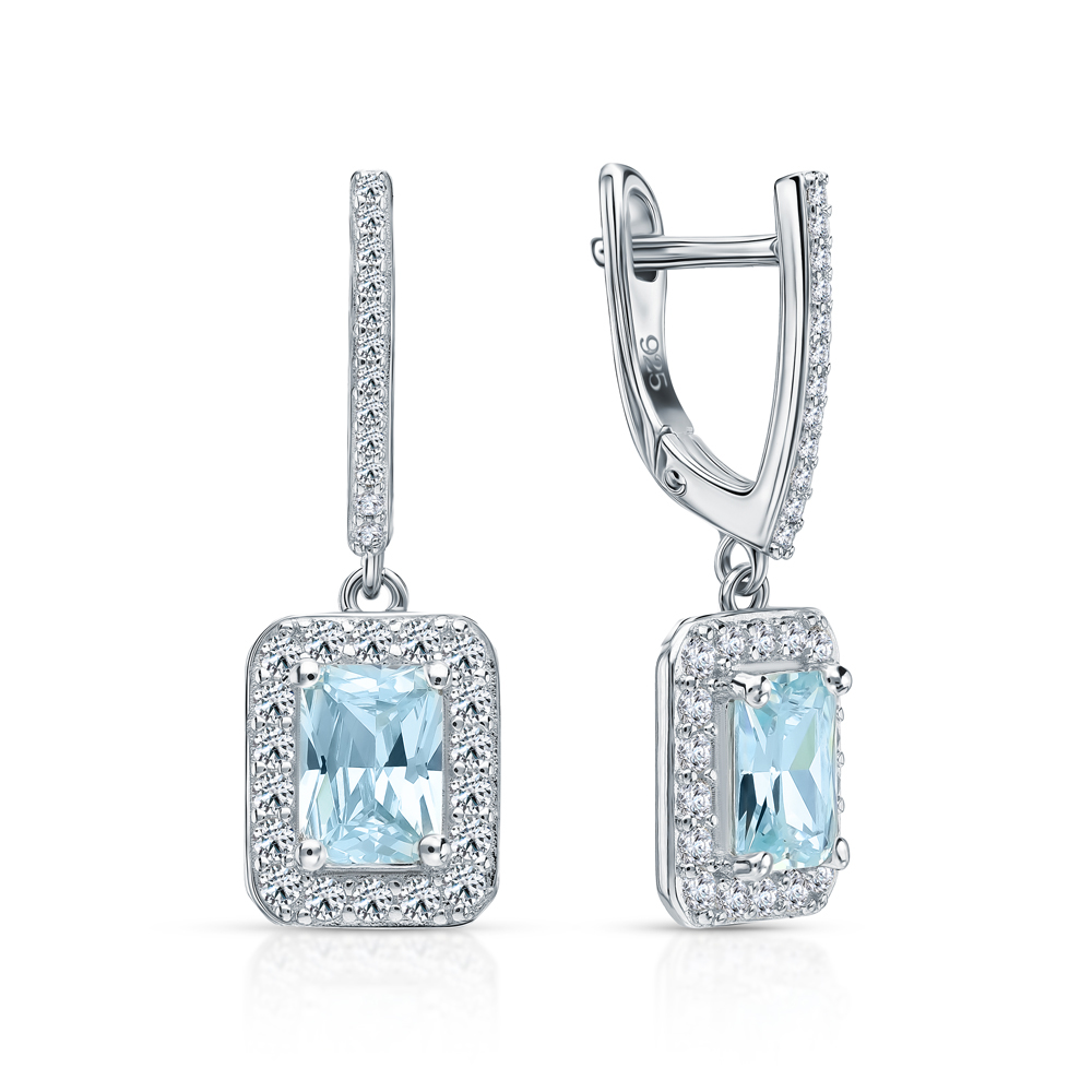 Серебряные серьги с фианитами в Новосибирск