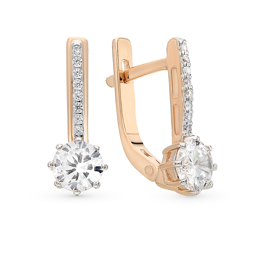 Золотые серьги с фианитами