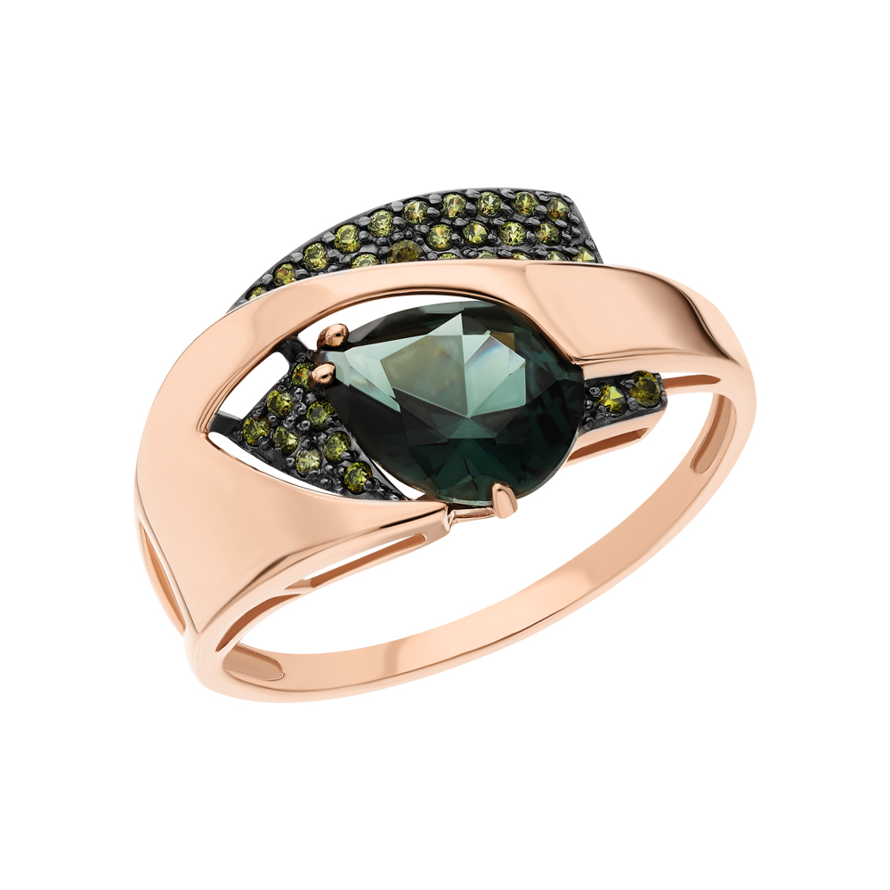 Золотое кольцо с фианитами и турмалинами в Самаре