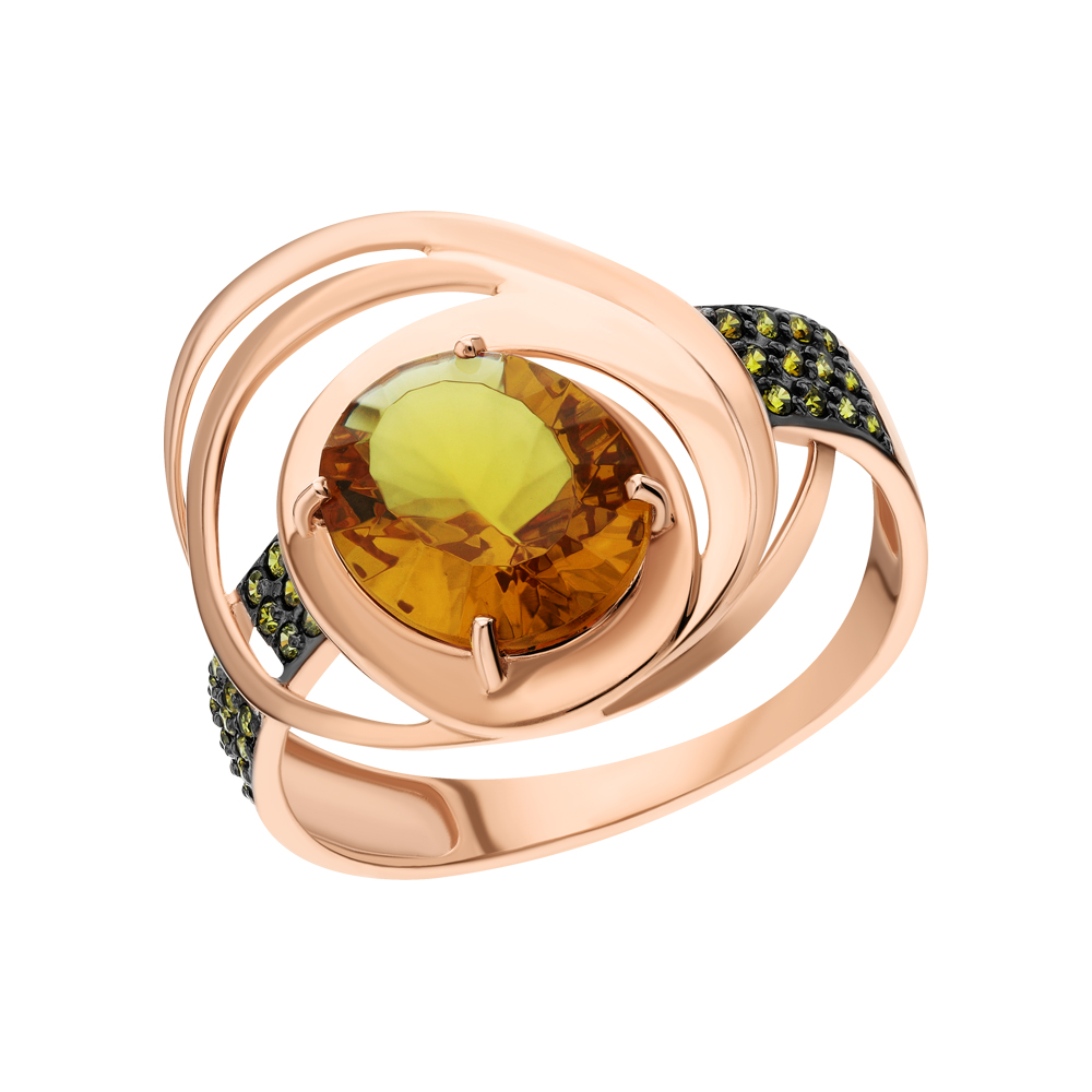 Фото «Золотое кольцо с фианитами и султанитами»